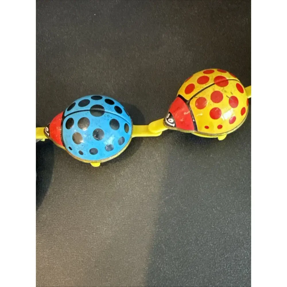 Vintage Tin Wind Up Ladybug Family Toy Made in Korea 4 Ladybugs Non Working